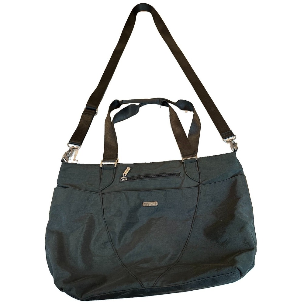 Baggallini‎ Crossbody Laptop Tote Bag Charcoal Gray Travel Security Lightweight
